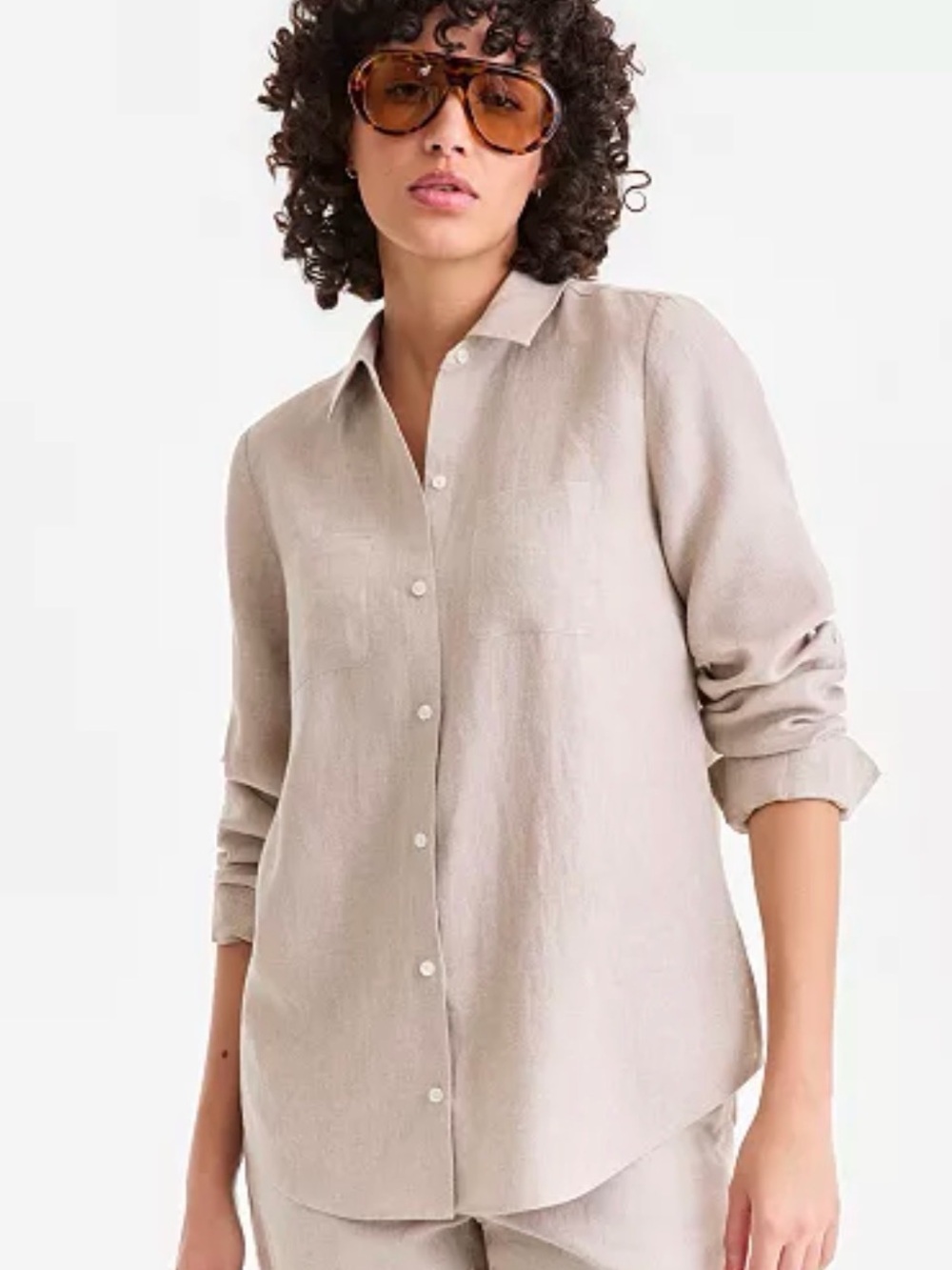 Charter Club 100% Roll-Tab Long Sleeve Button Down Shirt Top Size XXL